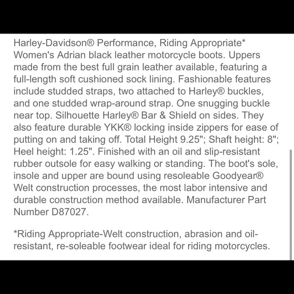 Harley-Davidson Adrian Black 8-Inch Boots size 7 - Picture 10 of 11